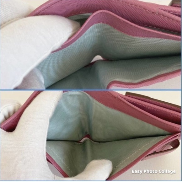 SALVATORE FERRAGAMO Vintage Gancini Compact Wallet Mauve with Chain - Picture 7 of 13